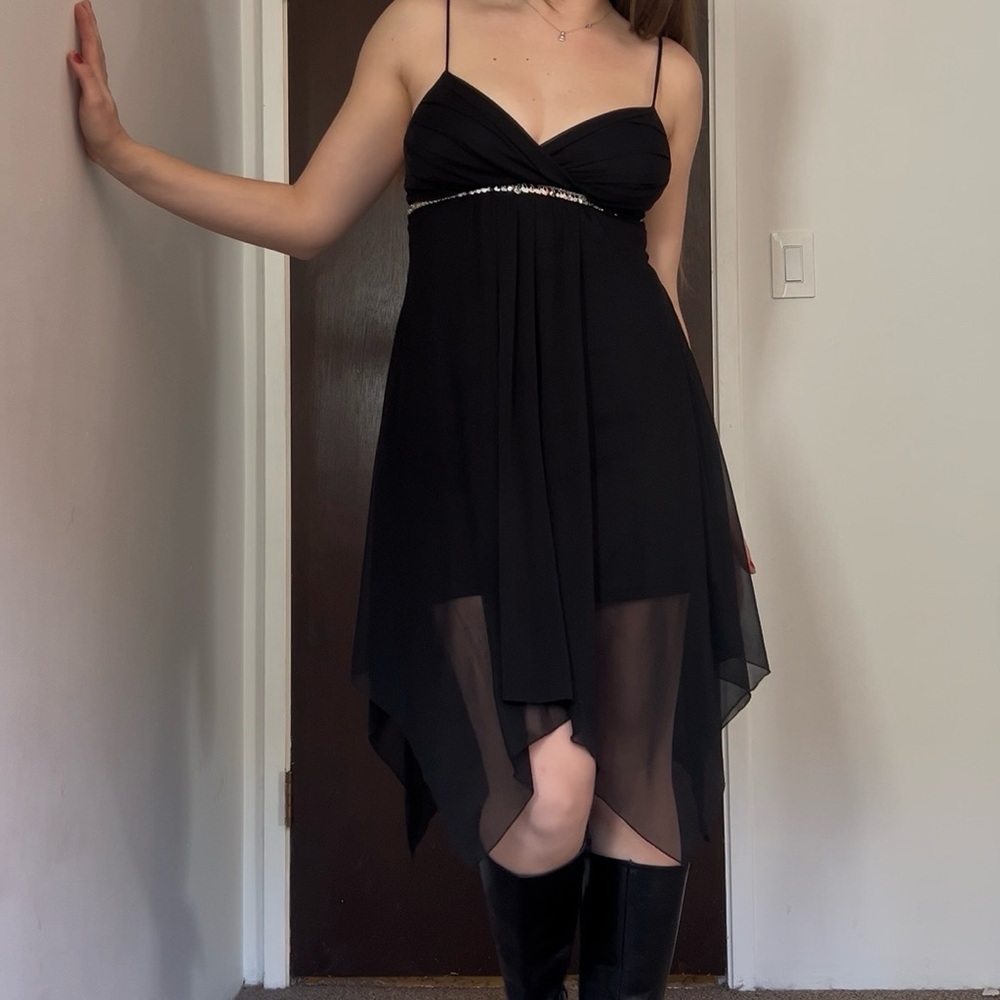Mariposa Black Whimsical Asymmetrical Dress